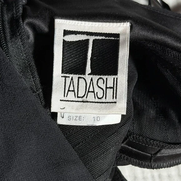 Vintage Tadashi Dress Womens 10 Black Silk Halter Pleated Y2K Gown Whimsigoth - Picture 12 of 16